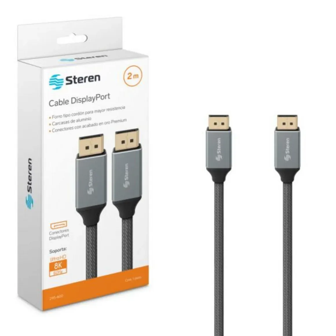 CABLE DISPLAYPORT STEREN ULTRA HD 8K 2 METROS, vista 2